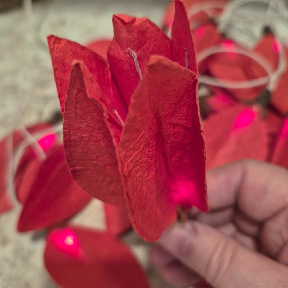 Paper Flowers Patio Light String - Picture 2 of 3